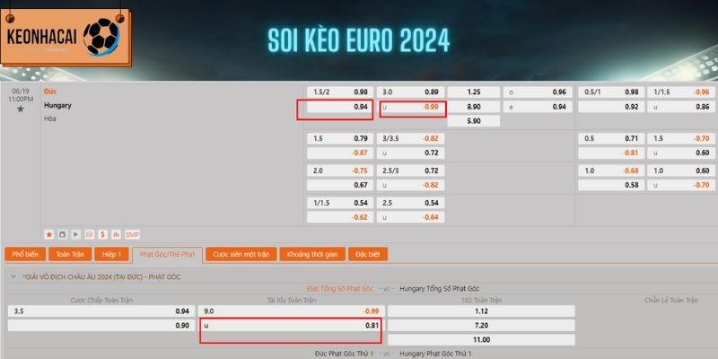 Soi kèo nhà cái trận Đức vs Hungary ngày 19/06